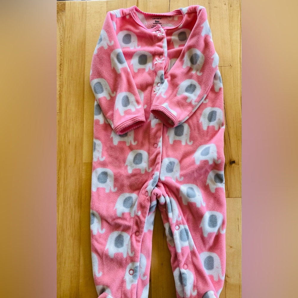 Carters Pink onesie pj w/zip front